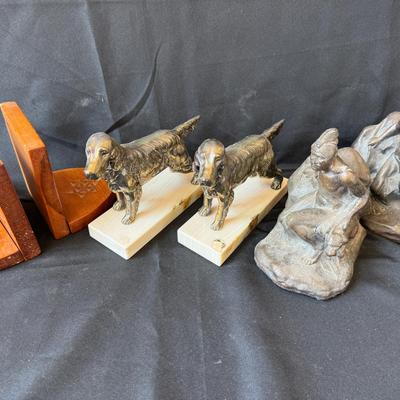 Antique Brass and Marble Bookends