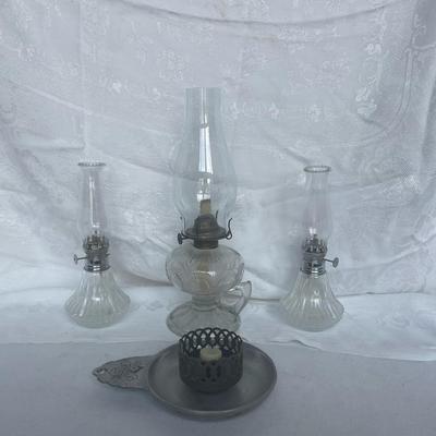 Vintage Oil Lamps & Candlestick 