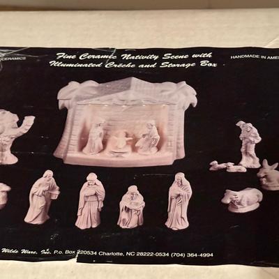 Ceramic Nativity With Illuminated Créche And Storage Box