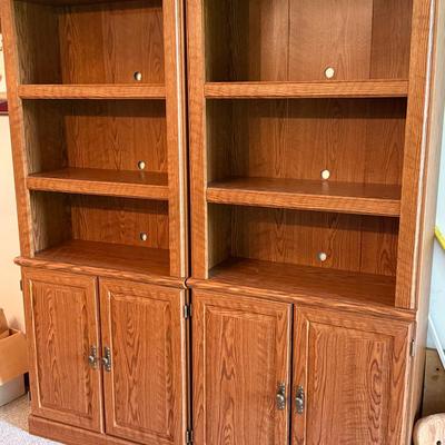 2 Sauder Oak Bookcases