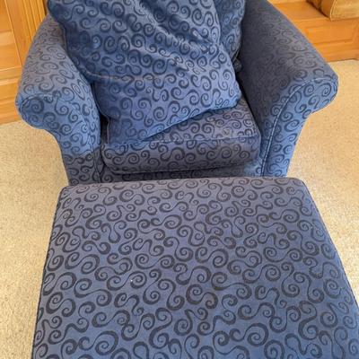 Blue Armchair And Ottoman 