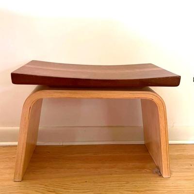 MCM Inlaid Cherry Stool with Laminated Bentwood Base