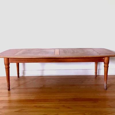 MCM Drexel Sirocco Walnut Leather Top Cocktail Table