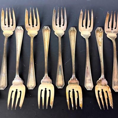 Sterling Silver Pickle Or Cocktail Forks (11) By Frank Herschede Co.