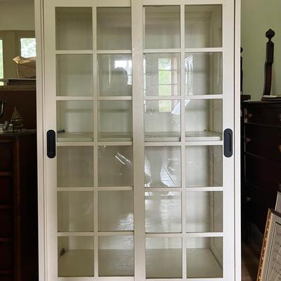 Painted Farmhouse Style Glass Door Cabinet 