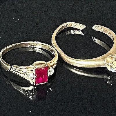 14K Yellow Gold Diamond Ring and 14K Yellow Gold Three Stone Ring, Both “As Is”