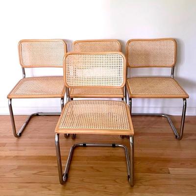 Breuer Cesca Cane and Chrome Side Chairs (4)