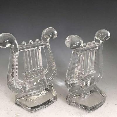 Crystal Harp Bookends 
