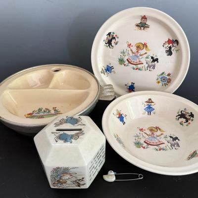Vintage Children’s Nursery Rhyme China (4 Pieces) With Wedgwood Bank, Brendan, Excello 