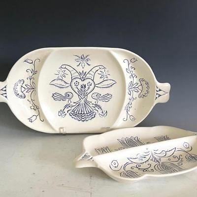 California Pottery Folk Art Platters (2)
