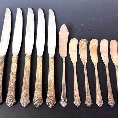 Heirloom Sterling Silver Knives (11) In The Damask Rose Pattern