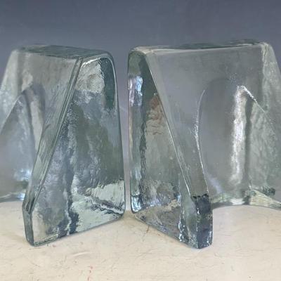 Blenko Sculptural Glass Bookends