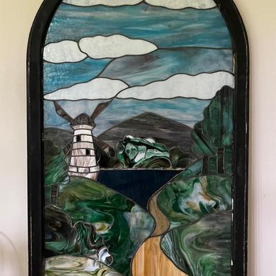 Antique Stained Glass Window, Large (5 Feet Tall)