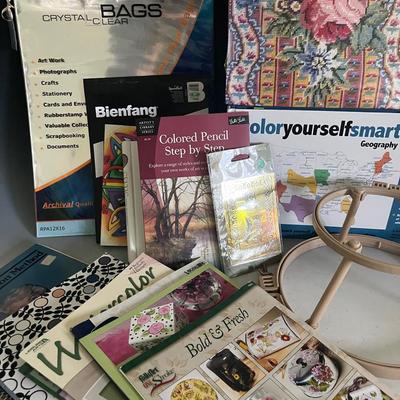 Arts and Crafts Group with Needlepoint Pillow Kit, Books