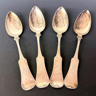Antique Coin Silver Spoons (4) By W. McDannold