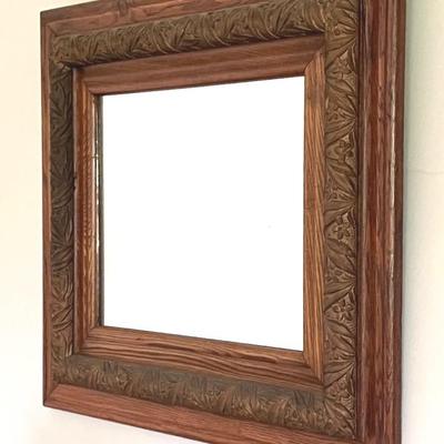Vintage Oak and Gesso Wall Mirror