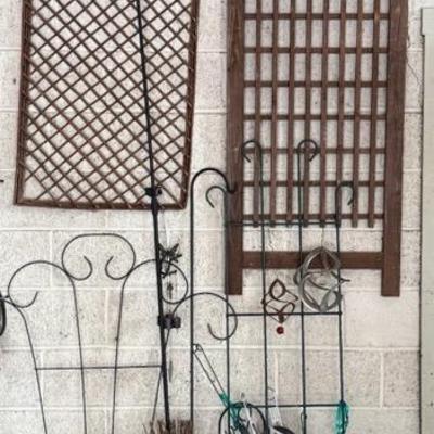 Garden Decor With Wood Trellises, Metal Yard Art, Chimes, Etc