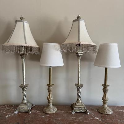 Four Antiqued Lamps