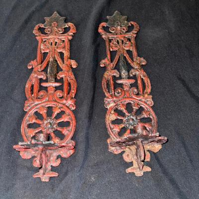 Cast Iron Sconce Pair 