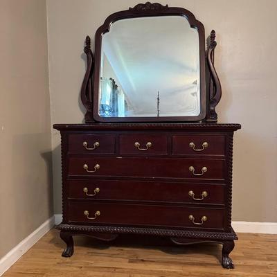 Vintage Cherry Six Drawer Dresser