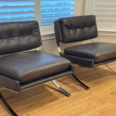 Modern leather  and chrome tufted chairs from Gatehouse. 2 available 