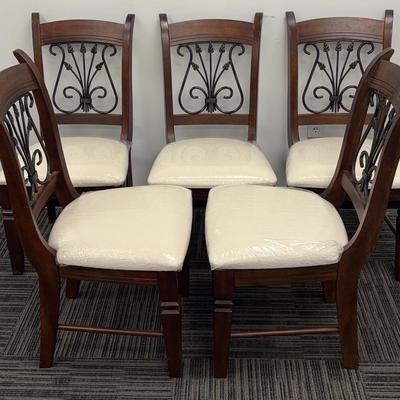 Dining Chairs in Rustic Wood (Malaysia) with new Ashley Cushions