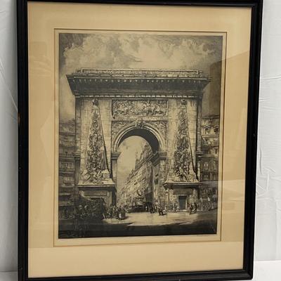 “La Porte, St. Denis, Paris.” By Louis Orr - Framed Etching