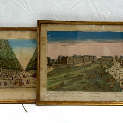 Framed French City - Scene Etchings (2)
