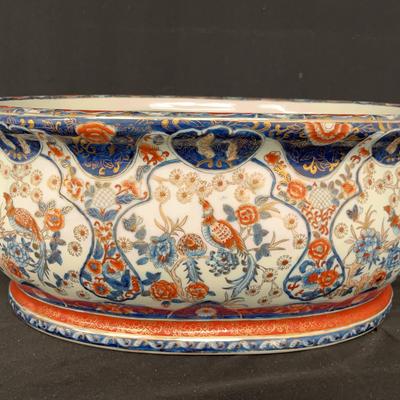Asian Porcelain Decorative Basin/planter With Handles 