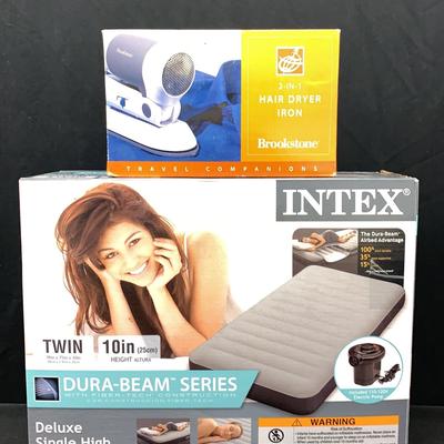 Intex Twin Size Air Mattress And Brookstone Hair Dryer
