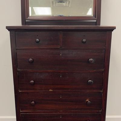 Vintage Tall Dresser with Mirror
