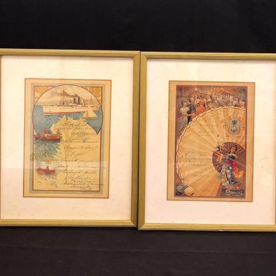 Le Paquebot Vinai Framed Lunch Menus