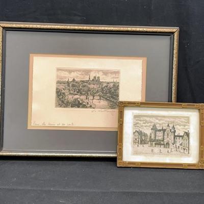 Framed French Etchings (2)