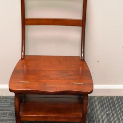 Wood Folding Library Ladder Chair