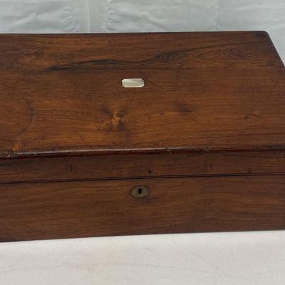 Antique Writing Desk Wood, With Mother of Pearl Inlay