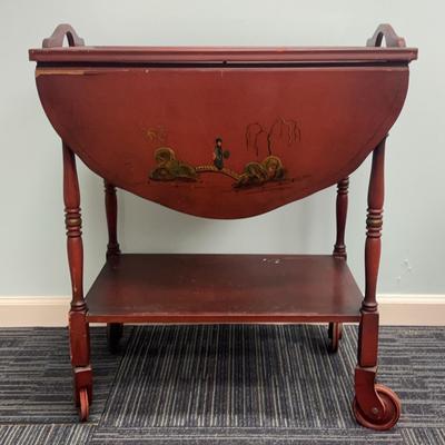 Chinoiserie Tea Cart with Glass Tray Top