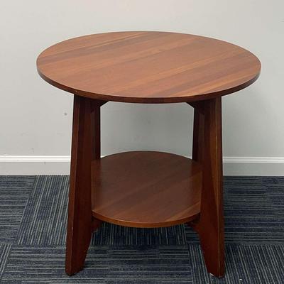 Ethan Allen Two Tiered Round Wooden Table