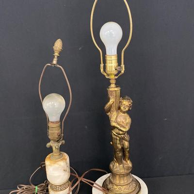 Brass And Stone Table Lamps 