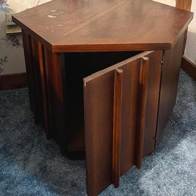Mid-Century Wooden Hexagonal End Table 