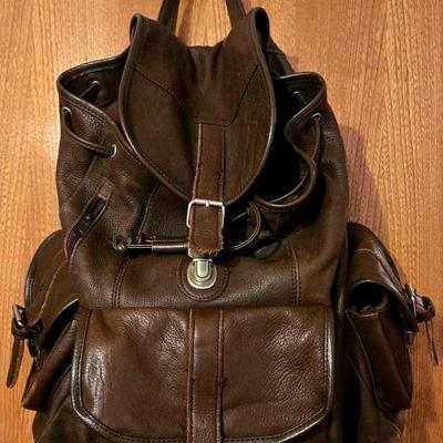Cowhide Leather Drawstring Backpack