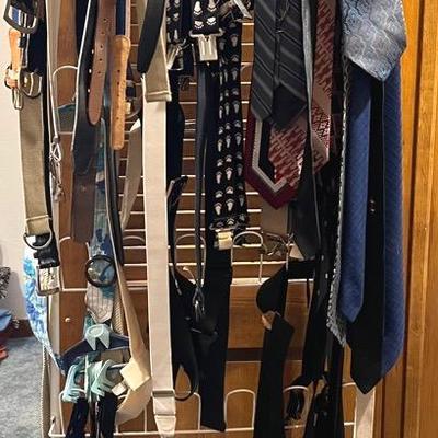Assortment of Ties, Belts, and Suspenders 