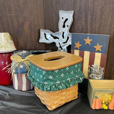 “Longaberger” Basket and Americana Decor 