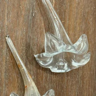2 Art Glass Clear Flower Bud Vases 