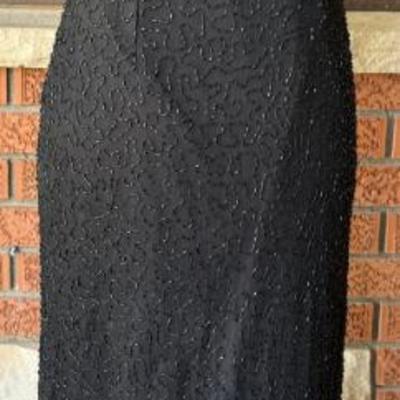 Lovely Laurence Kazar New York Fully Beaded 100 Percent Silk Shell Sleeveless Maxi Dress Size PM 