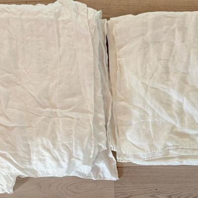 (2) Antique White Linen Bed Covers 66" X 84" 