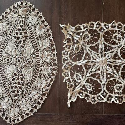 Victorian Belgium Hand Made Lace Square Front Collar 