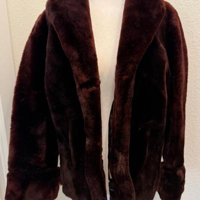 Bel Author Vintage Sheared Mouton Fur Coat Ladies Size Small Satin Lined 