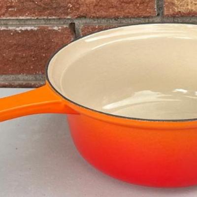Le Creuset France No. 22 Orange Enamel Cast Iron Sauce Pan