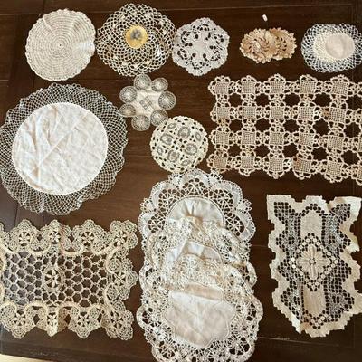 Gorgeous Hand Made Lace & Embroidered Doilies And Table Covers 