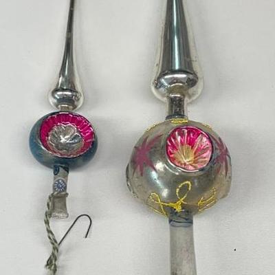 (2) Antique Mercury Glass Tree Toppers/ Ornaments  - (1) Made In Germany